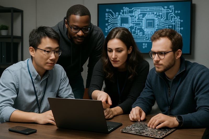 IT professionals collaborating on a technology project