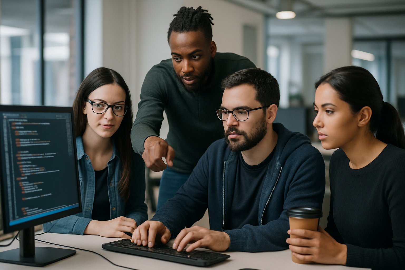 Team of IT experts collaborating on a project